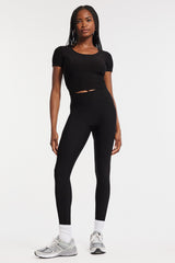 Rib Crop Short Sleeve - Black Rib