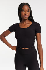 Rib Crop Short Sleeve - Black Rib