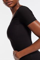 Rib Crop Short Sleeve - Black Rib