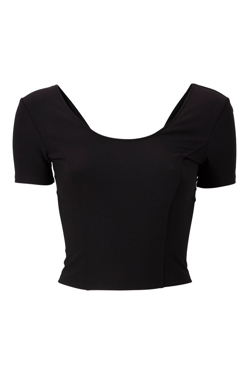 Rib Crop Short Sleeve - Black Rib