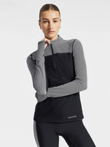 Pro Fleece 1/4 Zip Color Block Long Sleeve Top - Black/white Herringbone