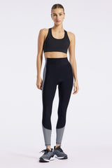 Center Stage Color Block Pro Fleece Legging - Black/white Herringbone