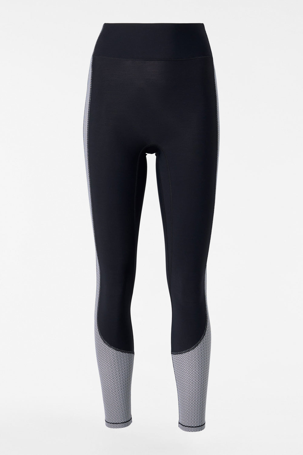 Center Stage Color Block Pro Fleece Legging - Black/white Herringbone