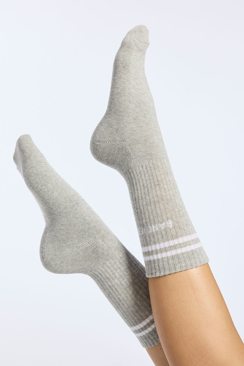 Bandier Logo Stripe Crew Sock - Grey/white