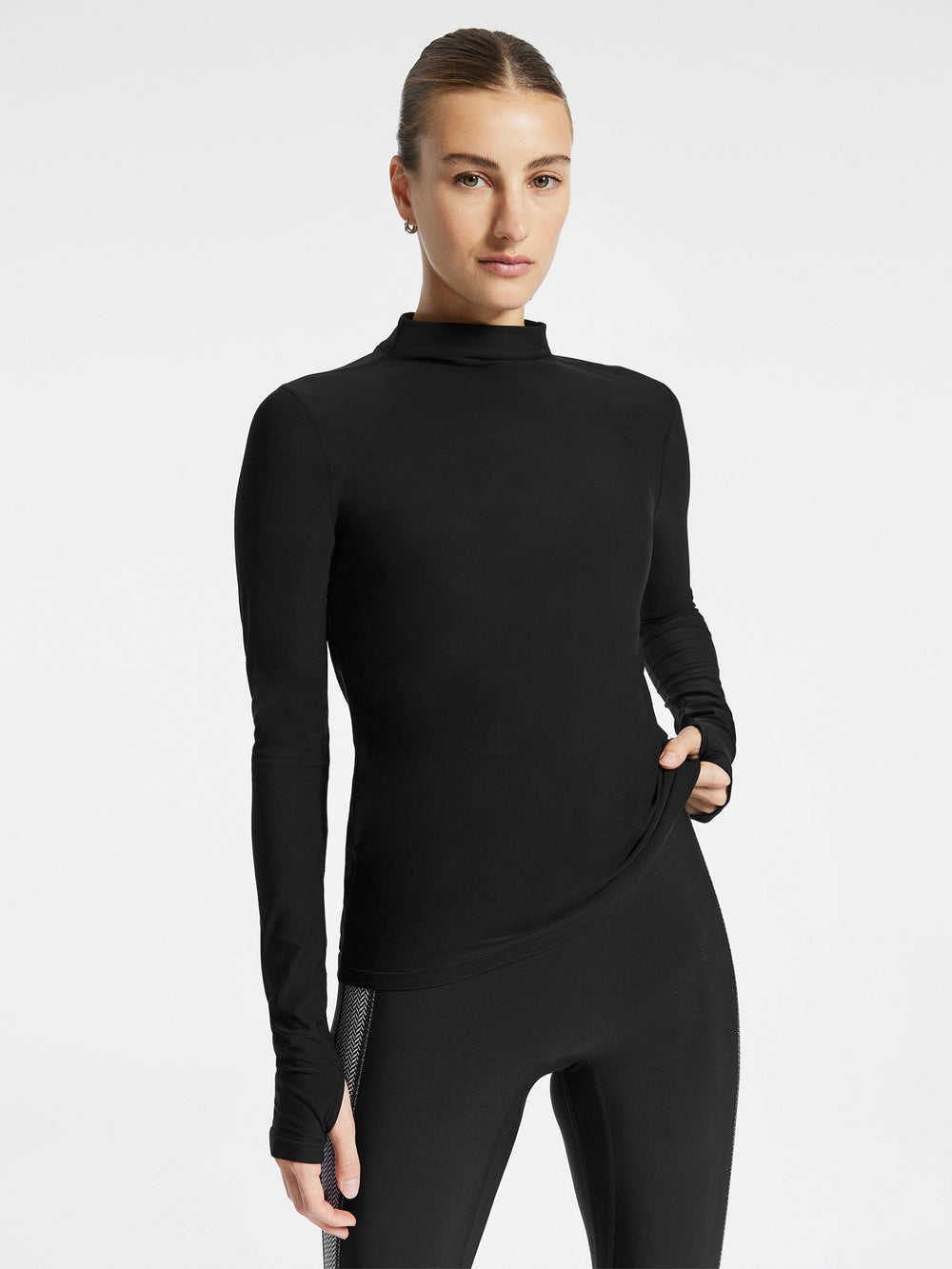 Pro Fleece Mock Neck Long Sleeve Top - Black