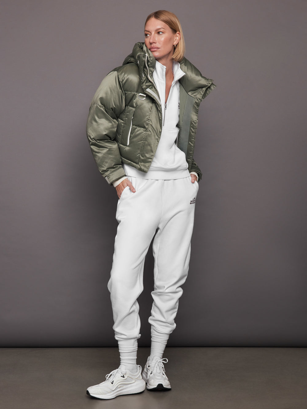Les Sports Bandier 1/2 Zip Sweatshirt - White/Cordovan