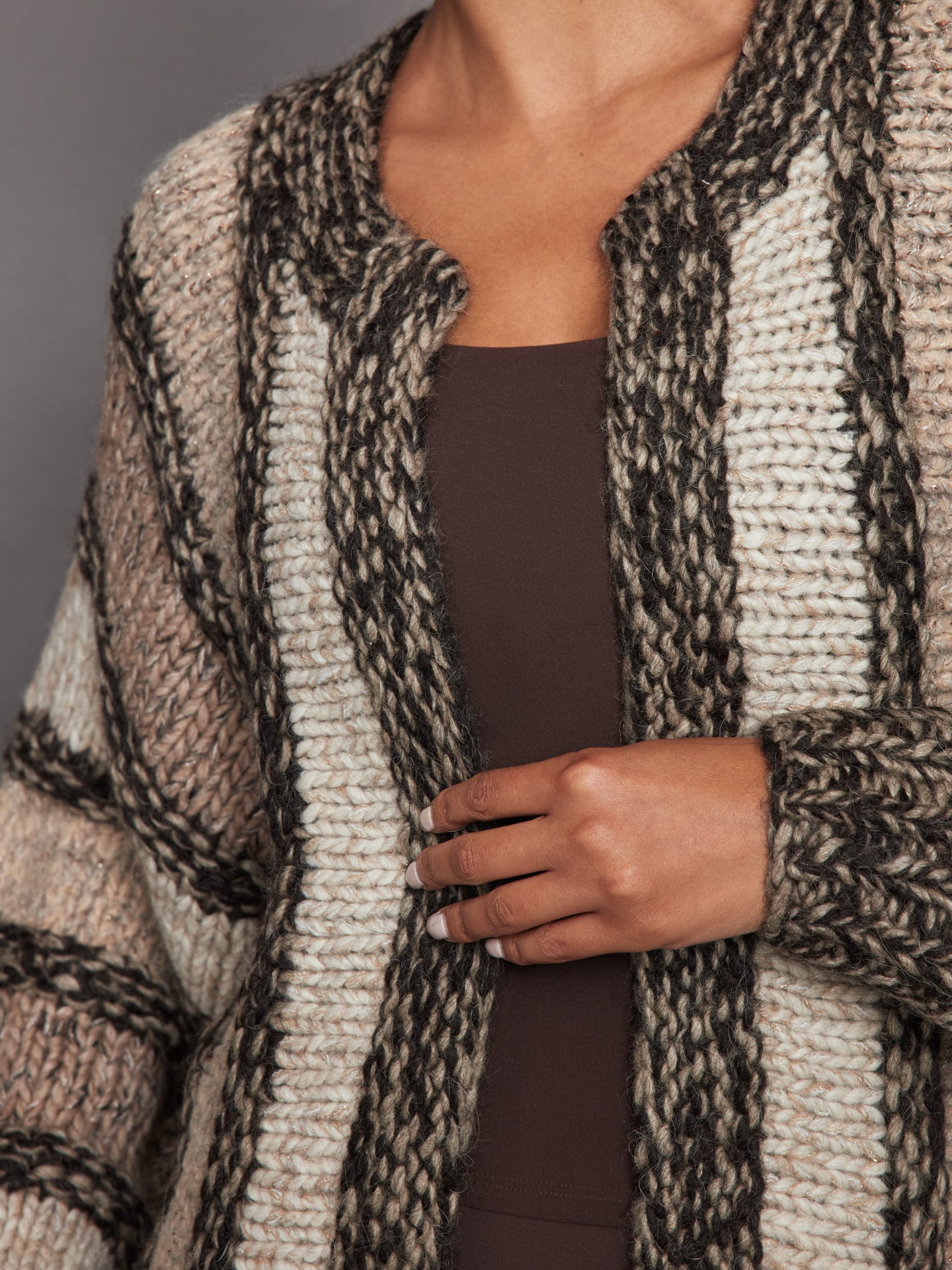 Illia Handknit Cardigan - Sesame Combo – Carbon38