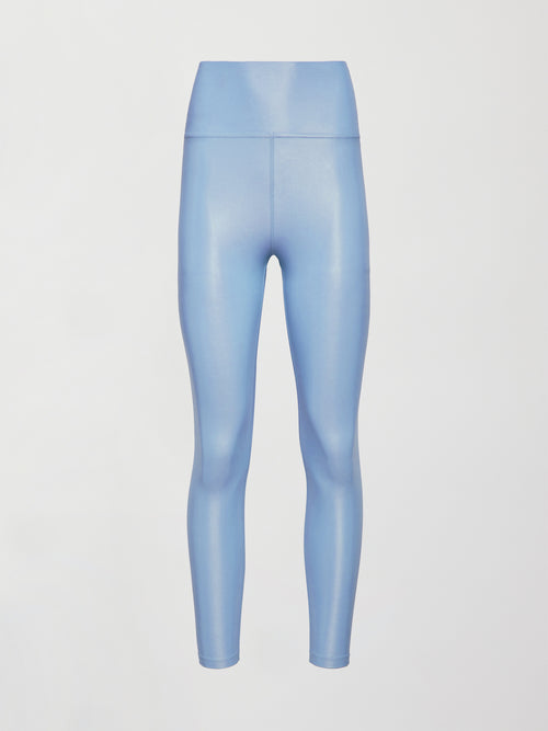 Flat lay of the High Rise 7/8 Legging in Takara Shine in Serenity showing full length silhouette.
