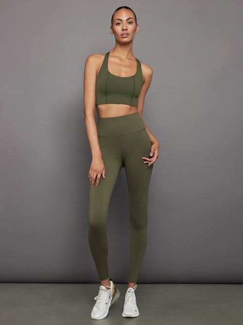 High Rise Full-Length Legging in Diamond Compression - Olive
