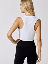 Cropped Crossover Tank - White