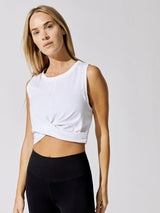 Cropped Crossover Tank - White