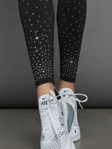 Rhinestones High Rise Full-Length Legging in Diamond Compression - Black