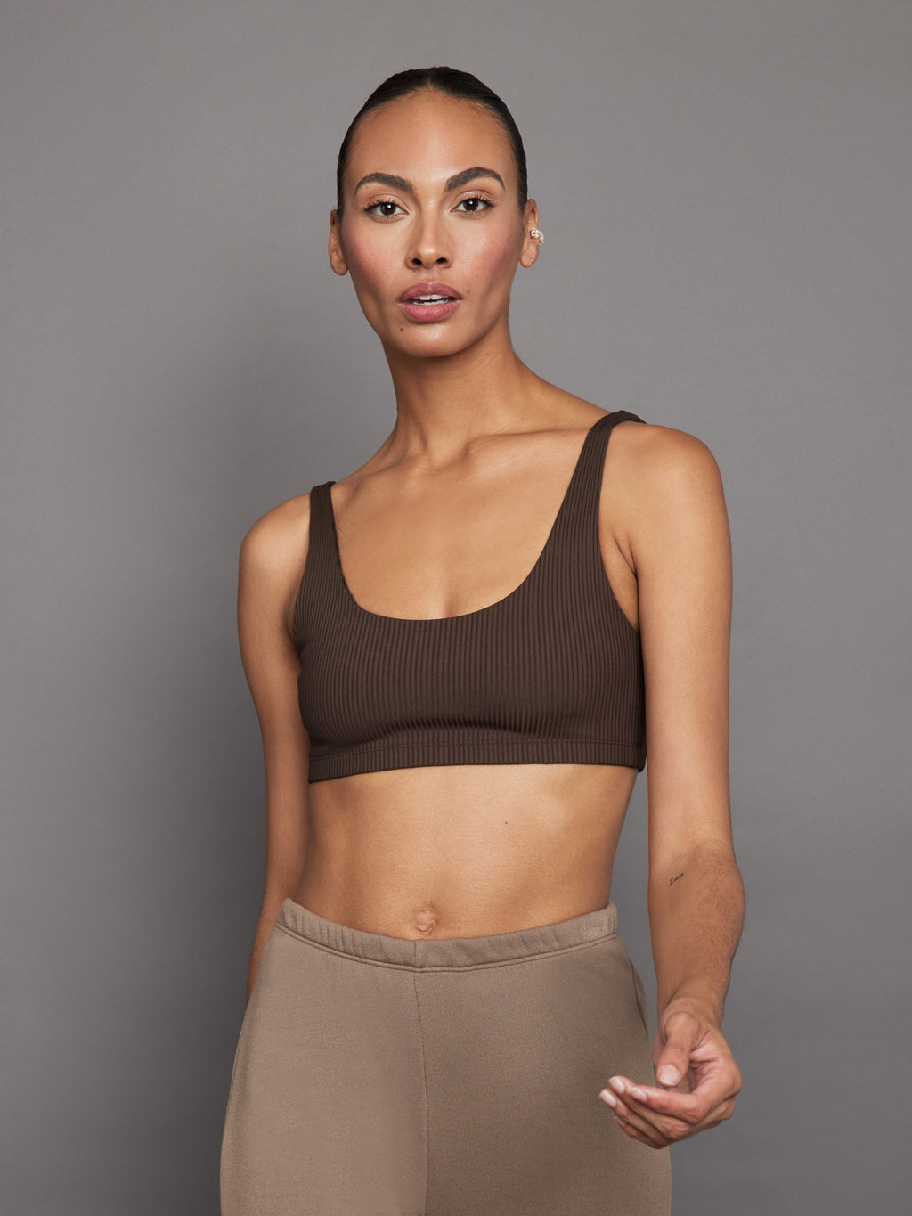 Ribbed Bra Dark Oak