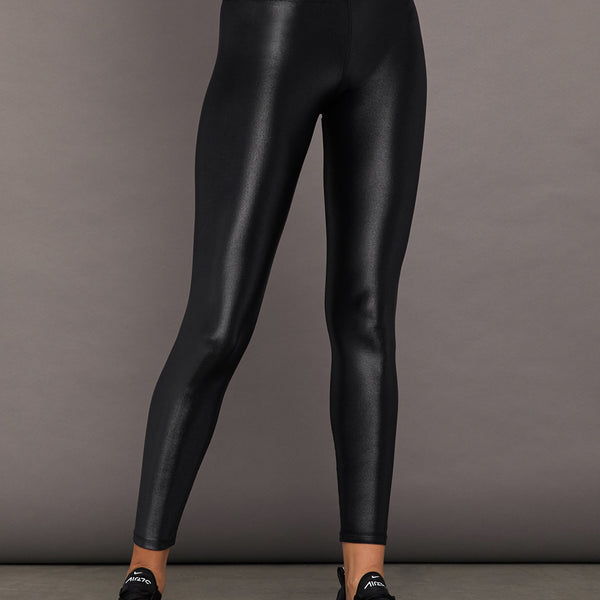 Ladies HIGH WAIST black faux leather leggings wet look shiny stretchy UK  8-26 | eBay