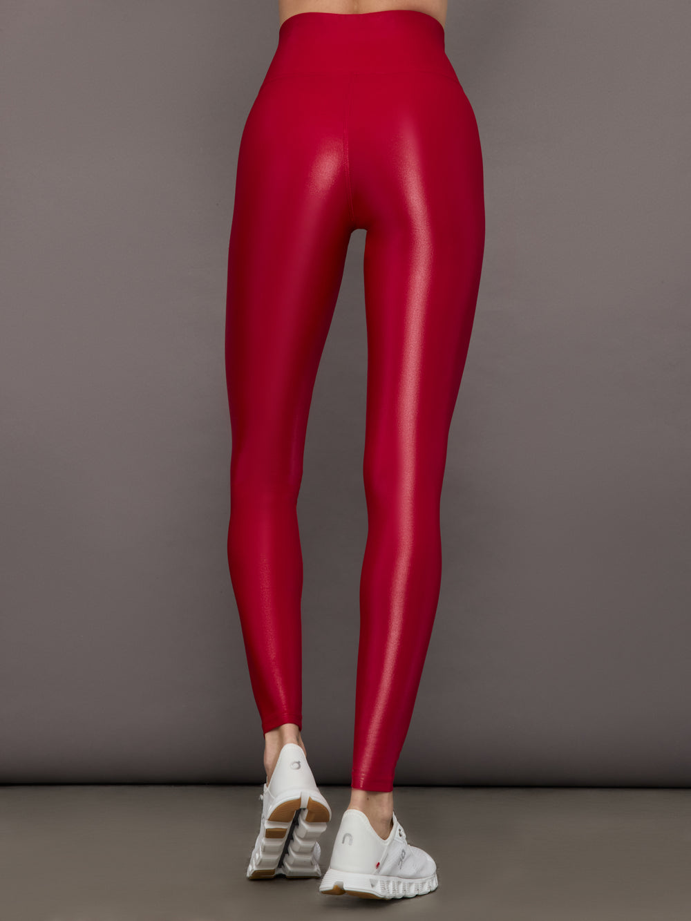 High Rise Full Length Legging in Takara Shine - Crimson Red