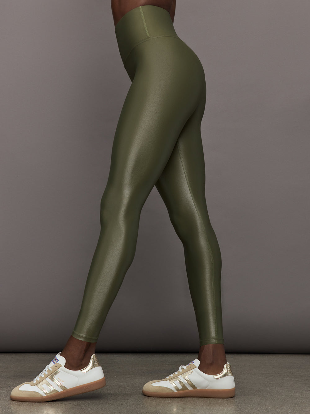 High Rise Full-Length Legging in Takara Shine - Olive