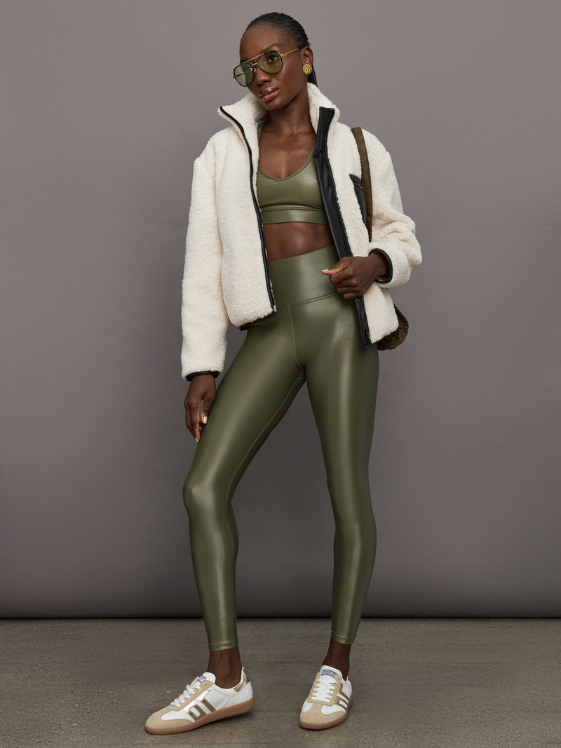 High Rise Full-Length Legging in Takara Shine - Olive