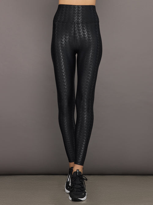 High Rise Full-length Legging in Houndstooth Takara Shine - Black