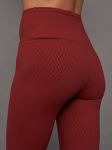 RIBBED 7/8 LEGGING - Merlot