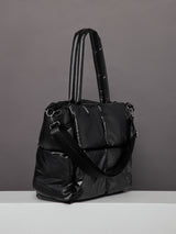 Quilted Tote Bag - Black Shine