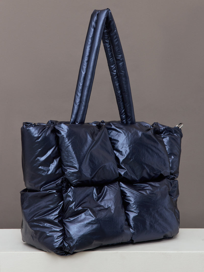 Quilted Tote Bag - Navy Blazer Shine