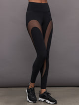 Sheer Spliced Legging in Melt - Black