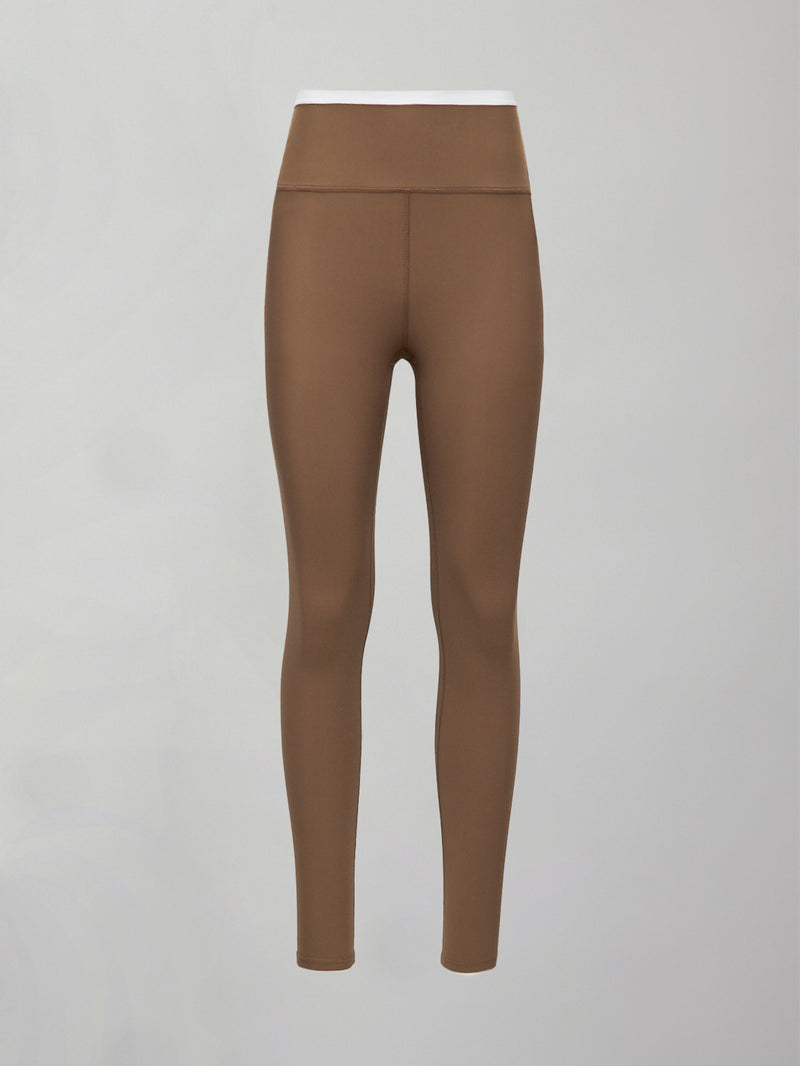 Contrast Waistband Legging in Melt - Caribou/ White