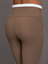 Contrast Waistband Legging in Melt - Caribou/ White