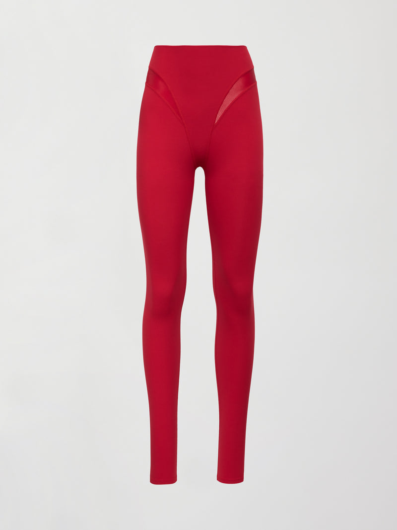 Spliced Colorblock Shine Legging in Melt - Crimson Red