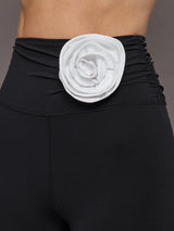 Rosette Legging in Melt - Black w/ White Rosette