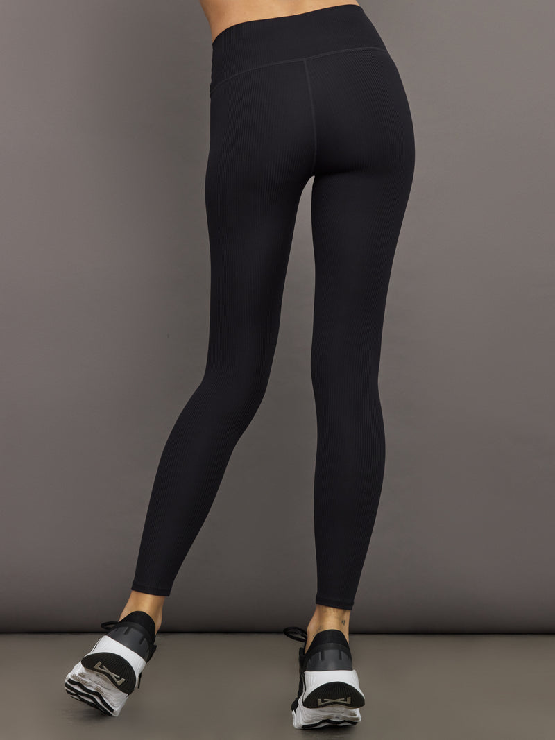 High Rise Legging in Ribbed Melt - Black