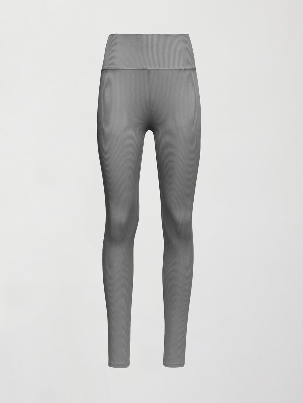 Flat lay of Ribbed Melt High Rise Legging in Steel Grey, front view.