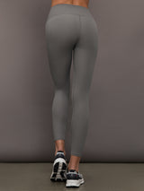 Back view of Ribbed Melt High Rise Legging in Steel Grey on model.