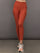 Women’s ribbed terracotta high-rise leggings, front view.