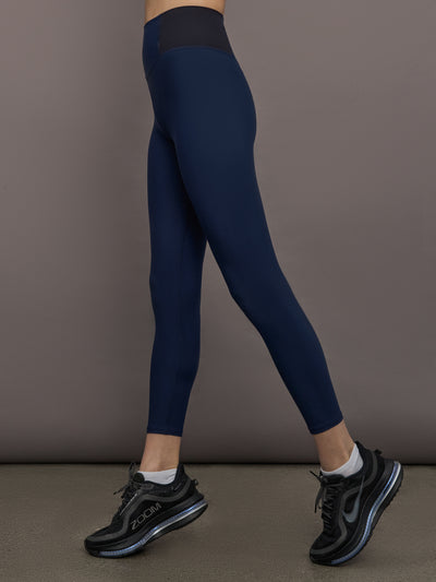 Seamed Legging in Melt w/ Ribbing - Navy/Black