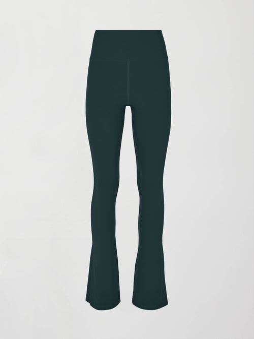 Flat lay of the Split Bootcut Legging in Forest, front view.