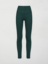 Flat lay of the High Rise Legging in Forest, front view.