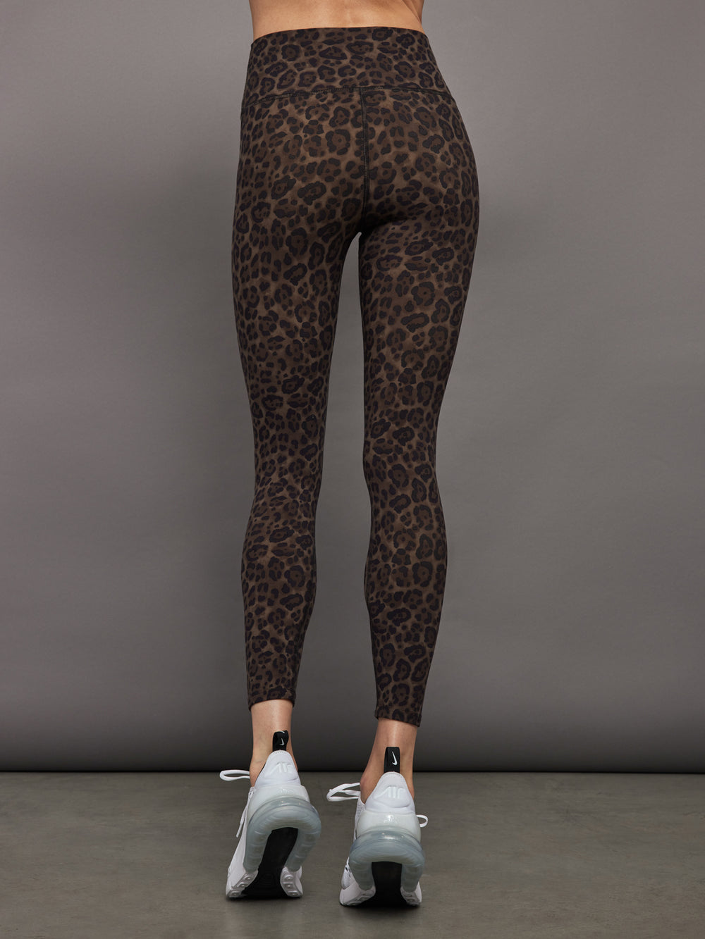 Embossed Design High Rise Leggings In P687 Shiny Black Night Leopard