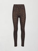 Image of a pair of high waisted brown leopard print leggings. 