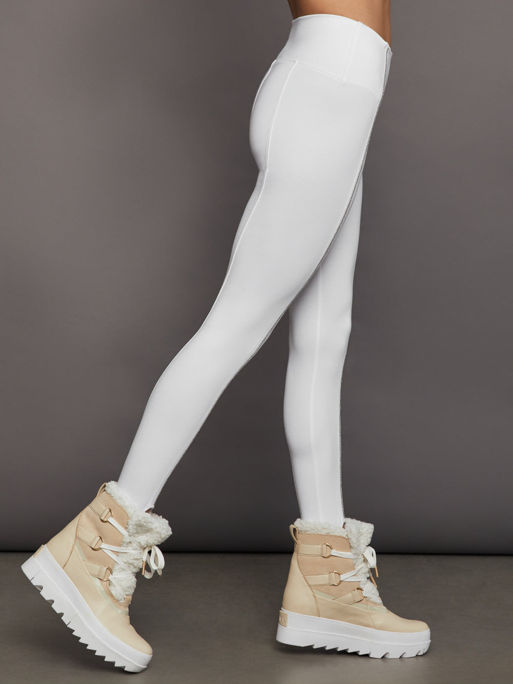 Stirrup Legging with Rhinestone Trim - White – Carbon38