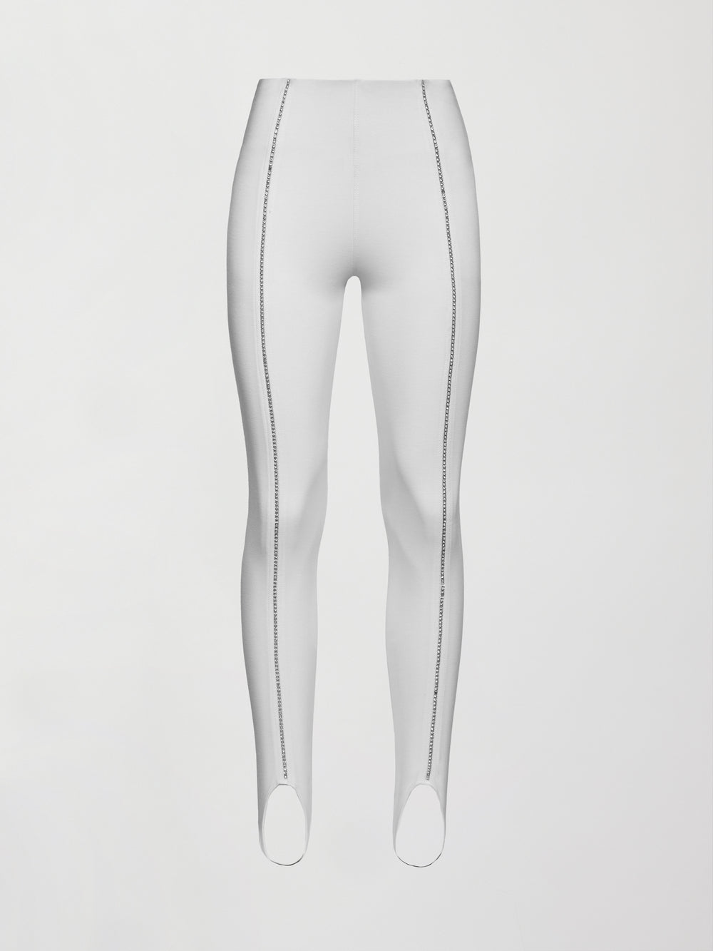 Stirrup Legging with Rhinestone Trim - White
