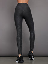 Foil Legging in Melt - Dark Heather Grey with Gunmetal Foil