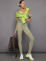 Pleated Skirt Legging in Melt - Silversage / Acid Lime