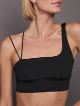 Asymmetrical Strappy Bra in Diamond Compression - Black