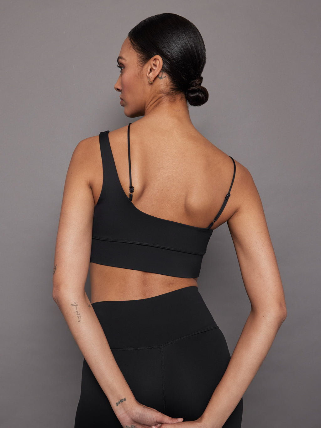 Carbon38 Asymmetrical Strappy Bra In Diamond Compression