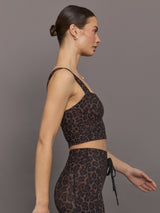 Side profile view of Melt Square Neck Bra Leopard Print showing fit and straps.
