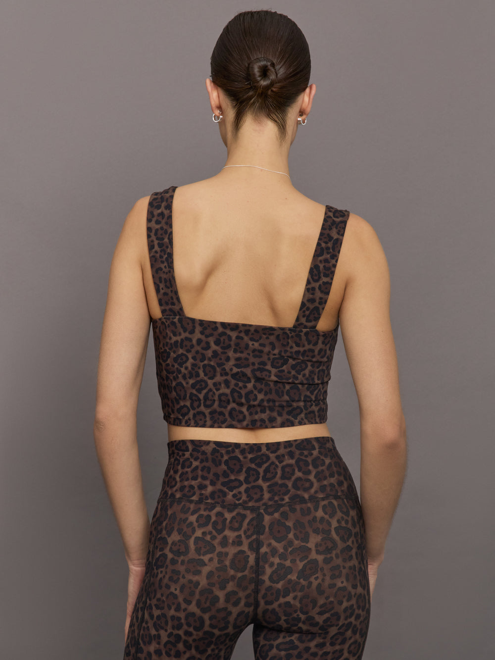 Back view of Melt Square Neck Bra Leopard Print showing straps and coverage.