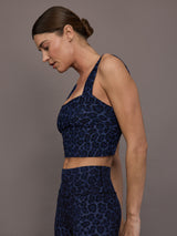 Square Neck Bra Top in Melt - Navy Leopard