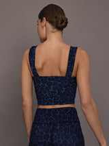 Square Neck Bra Top in Melt - Navy Leopard
