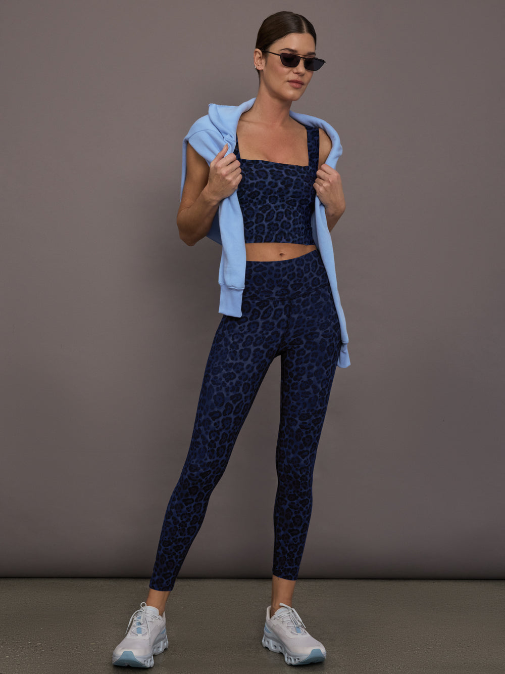 Square Neck Bra Top in Melt - Navy Leopard